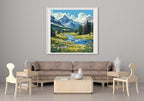 14ct Counted Cross Stitch Kits for Adults Mountains River Flowers Printed Stamped Cross Stitch Patterns Kits Cross Stitch Supplies (Mountains River Flowers)