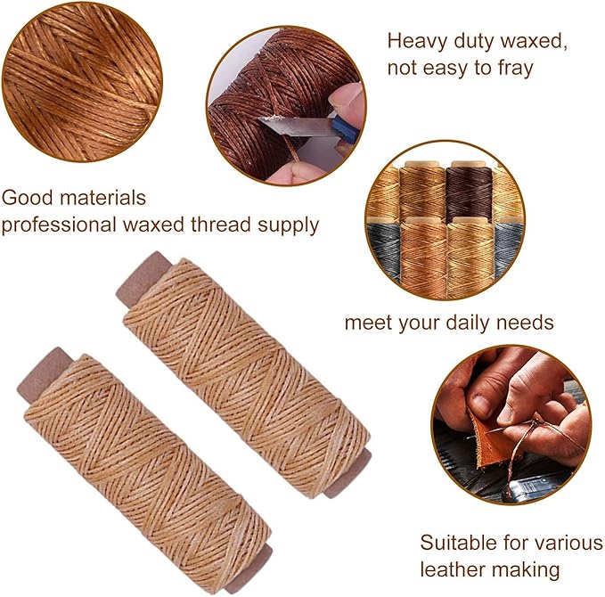 Goiio 19 Pieces Bookbinding Kit Starter Tools Set Bone Folder Paper Creaser, Waxed Thread, Awl, Large-Eye Needles for DIY Bookbinding Crafts and Sewing Supplies