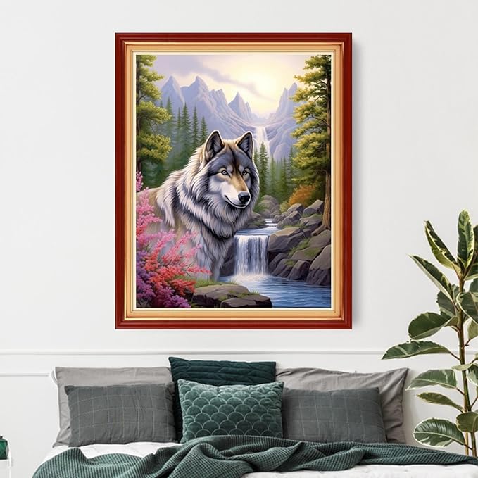 Artvxeay Cross Stitch Kits Stamped Full Range of Embroidery Kits for Beginners Adults 11CT Pattern Stitch Embroidery Kits Needlepoint Kits DIY - (Wolf Scenery 16x20 inch)