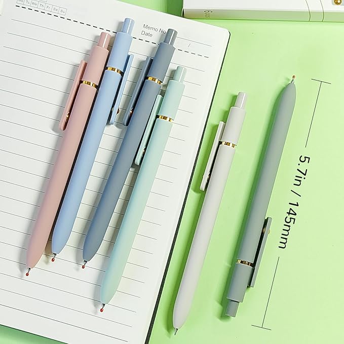 Gel Pens, 6 Pcs Black Ink Pens for Women, 0.5mm Fine Point Smooth Writing Pens, High-End Series Retractable Pens for Journaling Note Taking (6 Pcs Gold Morandi)