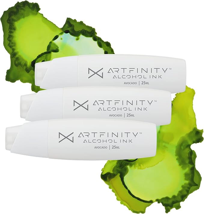 Alcohol Inks 3 Pack - Vibrant, Professional, Dye-Based Alcohol Inks for Artfinity Alcohol Markers, Artists, Drawing, & More! - Avocado YG1-5