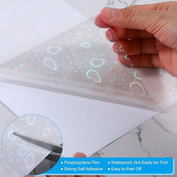 PATIKIL 8.3x5.8" Holographic Sticker Paper, 20Sheets A5 Polypropylene Self-Adhesive Transparent Waterproof Laminate Overlay Film for Photo Cards Scrapbook Decorations, Butterfly