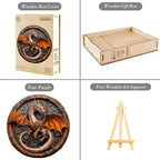KAAYEE Wooden Puzzles for Adults, 3D Vision Mechanical Dragon Wooden Jigsaw Puzzles Unique Shape Advanced Wood Puzzle Adult, Birthday Fathers Family Game (S-8.5 * 8.4in-100pcs)
