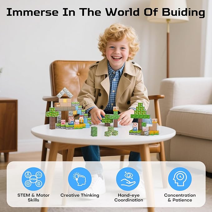 Magnetic Blocks, 100PCS 0.8" Magnetic Building Blocks, Magnet Cubes for Kids, STEM Sensory Toys for Toddlers Boys Girls Ages 3-12 Years Old Christmas Birthday Gifts