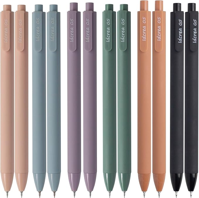 ldcrea Gel Pens 0.5 Fine Tip, Black Ink, Silky Grip, 12 Pack