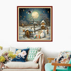 Foxdiviy Stamped Cross Stitch Kits Full Range of Embroidery Needlework Starter Kits for Beginners Adults 11CT Embroidery Patterns Art Crafts DIY Needlepoint Kits-Snowscape 18x18 inch