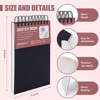 Sketch Book, 5.5" x 8.5" Sketchbook with 60 Sheets (68lb/100gsm), 2 Pack Drawing Pad Acid Free Drawing Book Sketch Pad for Kids Adults Beginners Artists (2 pcs Black)