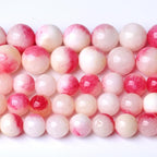 72pcs 10mm Natural Pink White Jade Stone Beads Round Beads Energy Healing for DIY Jewelry Bracelet Necklace Making 2 Strands 32"