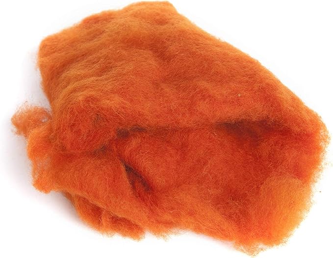 Desert Breeze Distributing Maori Wool Carded Batting, 100% Natural New Zealand Wool Made by DHG in Italy for Needle Felting, 3.5 OZ, 27 Micron, Color Ginger Orange