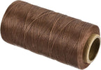 MECCANIXITY Waxed Thread,284 Yard 0.8mm 150D Flat Wax Thread Polyester Waxed String for Leather Sewing Hand Weaving Book Binding Home Decoration,Light Brown