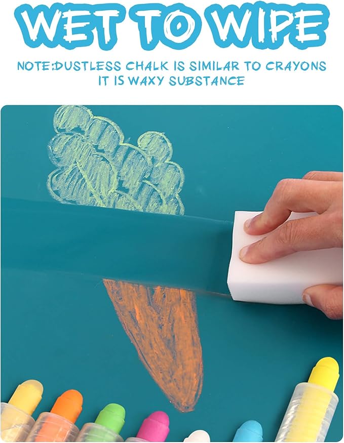 NewFamily Dustless Chalk 2-Pack, 24 Sticks (2×12 Colors) – Non-Toxic, Washable Sidewalk & Blackboard Chalk for Kids & Toddlers, Smooth Bold Colors