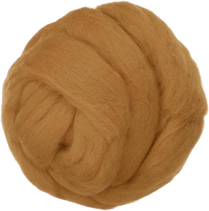 PATIKIL Wool Roving Yarn, 80G/2.82OZ Soft Felting Wool Pure Chunky Roving Yarn Bulk for Needle Felting Knitting Blanket Spinning Weaving DIY Craft, Khaki
