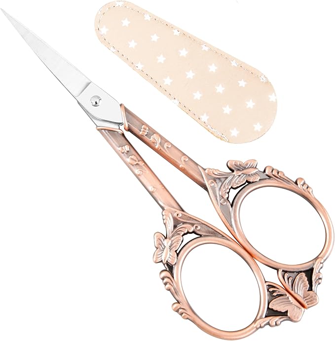 Small Craft Scissors with Cover, Comfortable Handles With Beautiful Butterfly Decos and Sharp Tips, Tools for Crochet, Embroidery,Sewing