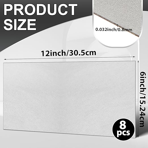 Zonon 8 Pcs 20 Gauge Steel Sheet Metal Cold Roll Steel Sheet 12" x 6" x 0.032" Weldable Metal Roll Steels Plate for DIY Craft Projects Home Auto, Easy to Shape, Weld, Cut and Form