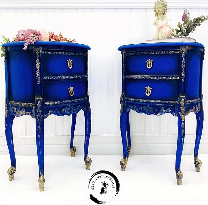 Dixie Belle Paint Company Chalk Finish Furniture Paint - Cobalt Blue (4oz) - Matte Vibrant Blue Chic Chalk Mineral DIY Furniture Paint