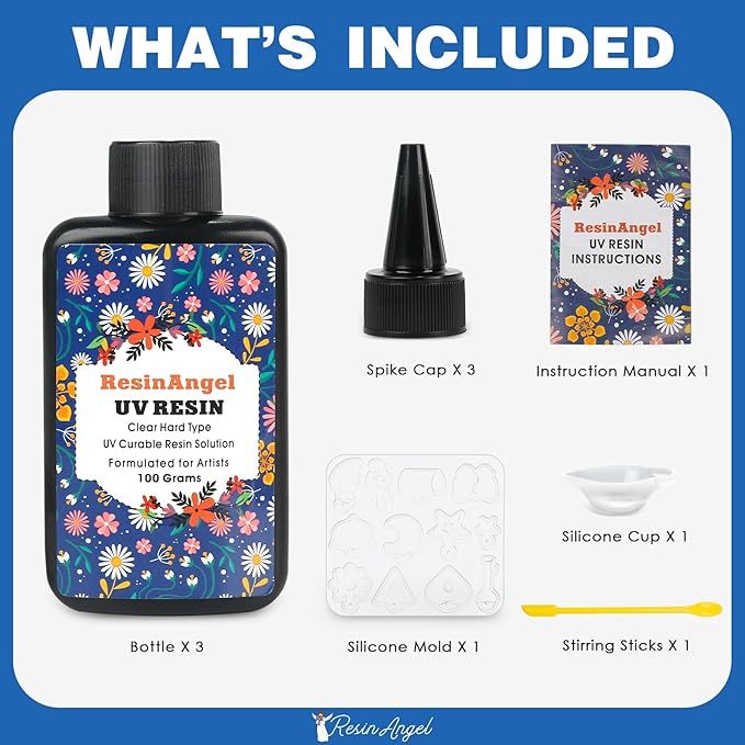 300g UV Resin kit, Crystal Clear Hard, Premixed UV Epoxica Resina Fast Curing Sunlight Activated with Casting Tools for Beginners Jewelry Making, DIY Art Crafts, Coating