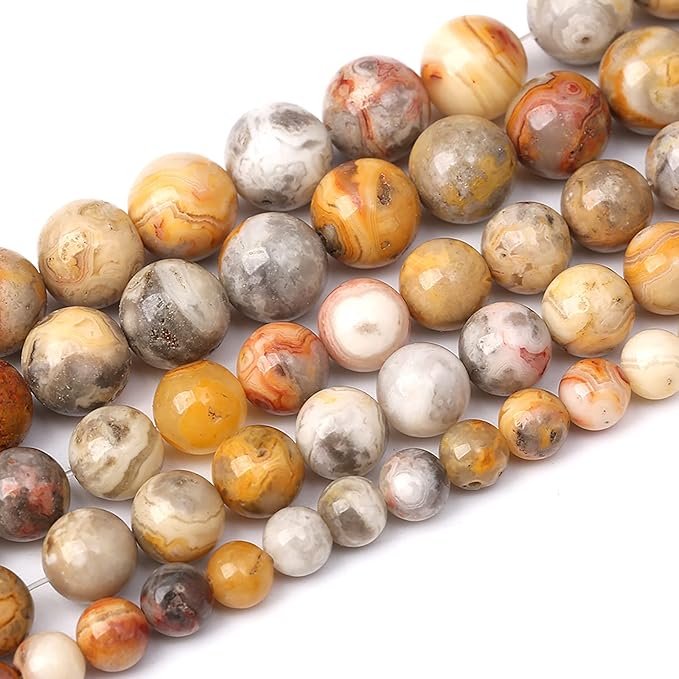 60pcs 6mm Natural Stone Beads Crazy Lace Agate Gemstone Round Loose Beads for Jewelry Making DIY Bracelet Necklace