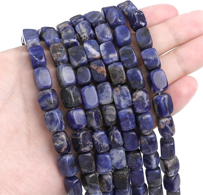 Natural Blue Sodalite Cuboid Stone Loose Semi Gemstone Beads for Jewelry Making 8mmx12mm 38cm/Strand