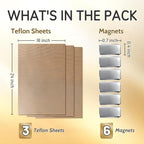 TransOurDream 3 PTFE Teflon Sheets Size XL16 x 24" for Heat Transfer Paper and Sublimation Paper and 6 Magnets for Holding Heat Press Reusable Heat Resistant Non stick