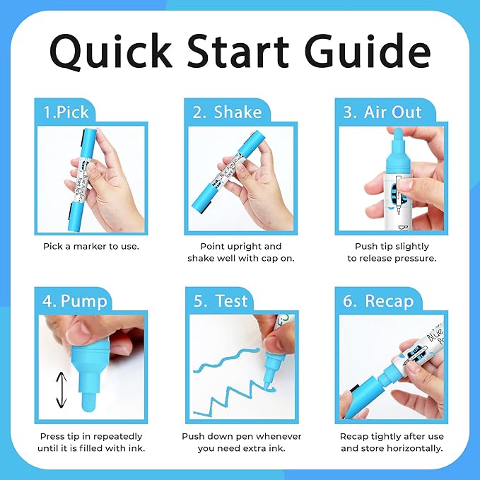 4 Dual Tip Blue Paint Pen Metallic - Fine Tip & Medium Acrylic Markers - Blue Paint Marker for Metal, Wood, Rock Painting, Canvas, Ceramic, Glass, Fabric, Leaf and Plastic - Water-based Ink