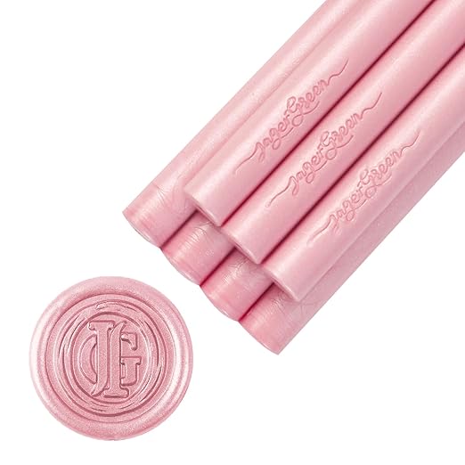 Glue Gun Wax Seal Sticks, 8 Pcs Pink Sealing Wax Sticks for Wedding Invitation Envelopes, Antique Stamp Seals, Letter Sealer, Scrapbook Supplies, Christmas Cards, Gifts Wrapping