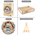 Wooden Puzzles Adults, 3D Cute Cat Wooden Puzzles 100 Pieces, Unique Animal Shaped Wood Challenging Jigsaw Puzzles Gifts for Adults, 8.5x8.5in