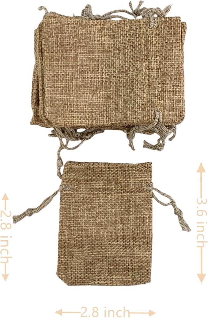 Palmhomee Pack of 20 Burlap Gift Bags with Drawstring Linen Jewelry Pouches Wedding Jute Bags for Jewelry and Treat Pouches Birthday Party Wedding Favors Gift(2.8x3.6 Inch, Mixed Colors)