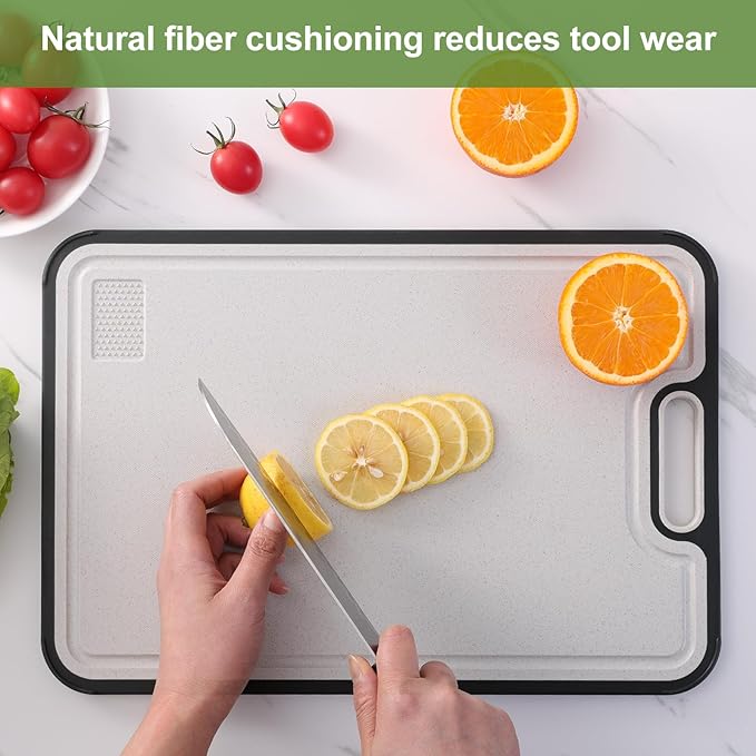 Titanium Cutting Board for Kitchen, Double Side Large Cutting Board for Meats, Fruits And Vegetables, Chopping Board with with Juice Groove, 15.2x10.4inch