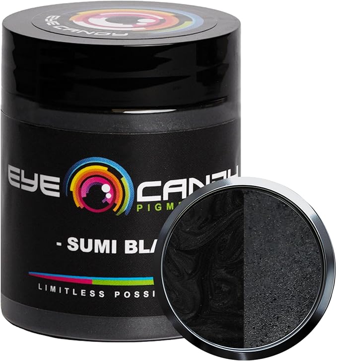 Eye Candy Pigments Premium Black Mica Powder - Sumi Black (25gr) - for Epoxy, Resin, Soap, Paint, Woodworking, Acrylic Pouring, Bath Bombs, Fishing Lures - DIY Arts and Crafts Additive