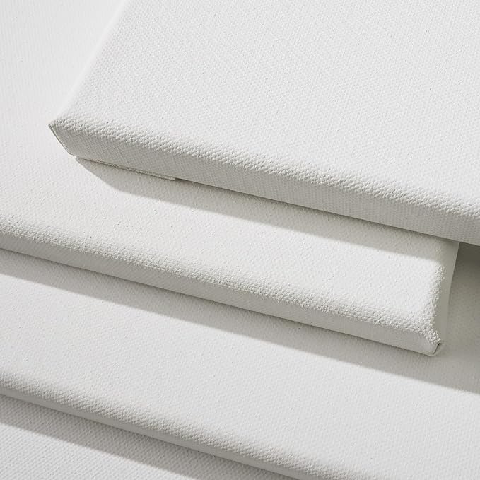PHOENIX 4x4 Inch 8 Pack Artist Canvas - Small Square Stretched Canvases for Painting - 3/4 Inch Profile, 100% Cotton 11 Oz. Gesso Primed White Blank Professional Canvas Oil & Acrylic Paints