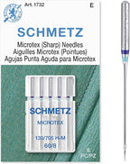 SCHMETZ Microtex Sharp Sewing Machine Needles - Quilting & Topstitching Supplies, Size 60/8, 5-Needle Card, Pack of 1