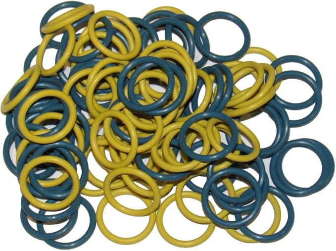 (100 Pack) Soft Stitch Ring Markers, Blue & Yellow (Medium Size for Needle Sizes 9-15, Includes 2 Colors, for Knitting/Crochet/etc)