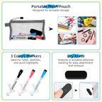 AGM Portable White Board Dry Erase Notebook, 8.4" x 6" Double Sided Folding Whiteboards with 3 Pens, Small Travel Dry Erase Board Skin-Friendly Material for Study, Meeting, Planning, Grey
