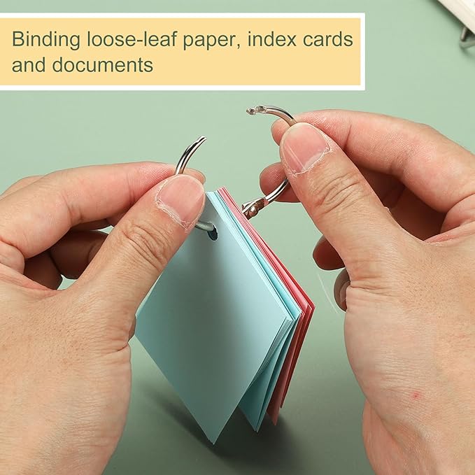 PATIKIL 1.2" x 1.4" Loose Leaf Binder Rings, 30 Pcs Metal Book Rings Nickel Keychain Ring for Paper Index Cards Flash Card Notebook Rings Office Home Book Binder, Silver Tone