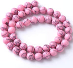 60pcs 6mm Pink Turquoise Beads Natural Stone Round Loose Spacer Beads for Jewelry Making DIY Bracelet Necklace 1 Strand 15inch