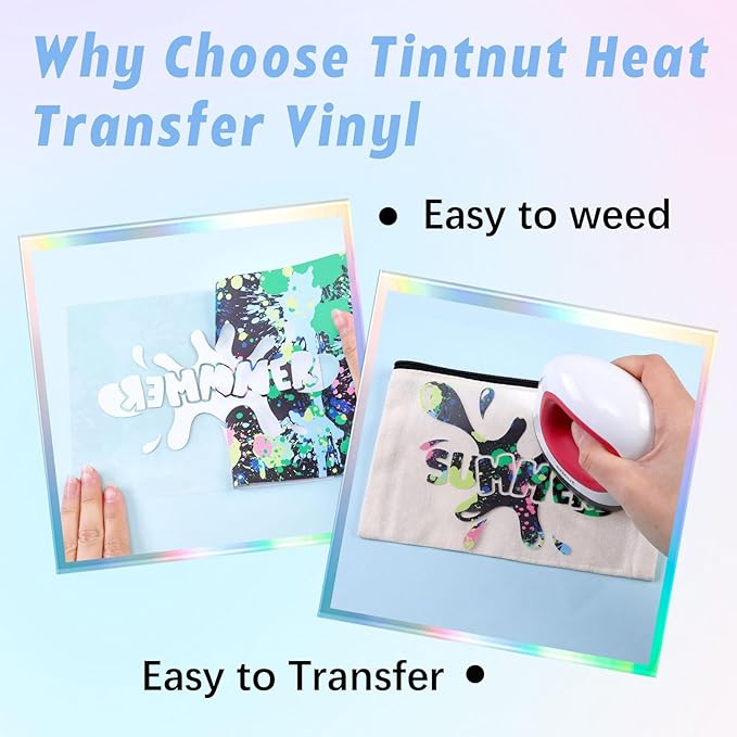Tintnut Blue Splash HTV Transfer Vinyl - 6 Sheets 10"x12" Watercolor Patterned HTV Iron On Vinyl for T-Shirts & Hats