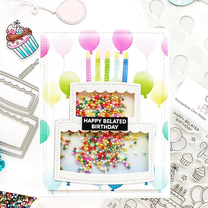 Cutting Dies for Card Making, Metal Scrapbooking Die-Cuts, DIY Bckground Frame Crafts Embossing Stencil, Paper Template Mold/Photo Album Arts Tool (Birthday Cake-8.5x8.2cm)