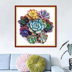 Dimensean Stamped Cross Stitch Kits Full Range of Embroidery Patterns Starter Kits for Beginners Adult or Kids DIY Cross Stitches Needlepoint Kits 11CT-Succulent Plants 18x18 inch