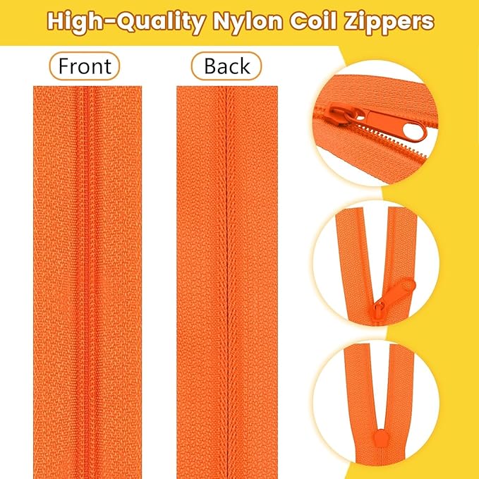 DOITEM 14 Colors Zippers by Yard, 3 mm Zipper 39 Meter 43.5 Yard Nylon Endless Zipper Set with Slider and Zipper