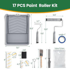 VOOMEY 17 Piece Paint Roller Kit - Paint Rollers 9"4", Paint Roller Frame，Paint Trays, Microfiber Roller Cover, Paint Kit for House Painting,Paint Brushes for Painting Walls