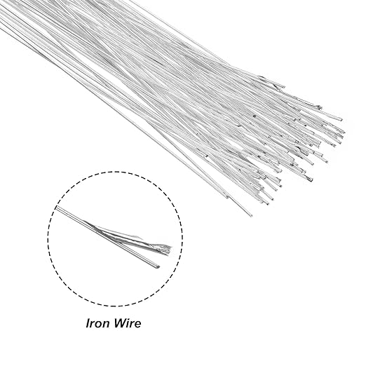 PATIKIL 32 Inch 22 Gauge Floral Stem Wire, 3 Pack/120 Pieces Bouquet Stem Paper Wrapped for DIY Crafts Flower Arrangements, Silver Tone