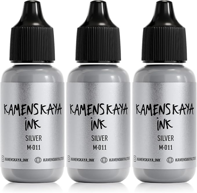 Metallic Alcohol Ink Set: Silver Alcohol Ink, 3 pcs 0.51 fl oz (15 ml) Each