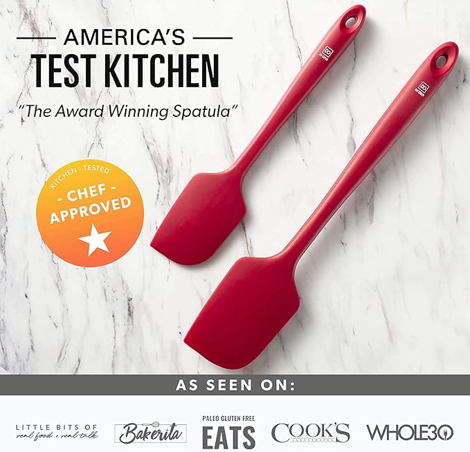 DI ORO - Large Silicone Spatula - 600ºF Heat-Resistant Spatula - Seamless Design - Pro-Grade Non-Stick Silicone Rubber with Reinforced Stainless Steel S-Core Technology (RED)