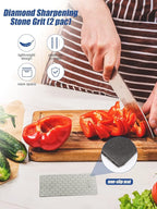 2PCS Diamond Sharpening Stone, Kalolary Knife Sharpener Stone Whetstone Honeycomb Surface Diamond Sharpener Plate with Non-slip Base for Pocket Knives Scissors, Outdoor Kitchen Tools (400/1000 Grit)