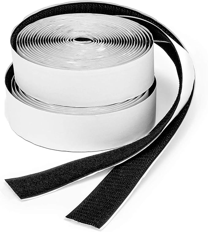 BRAVESHINE Industrial-Strength Self Adhesive Hook and Loop Roll - 1.2 Inch 16.5FT Double Sided Hook and Loop Strips Fasteners Tape for Sewing, Pedal Board, Mounting or Hanging Items - Black Tapes