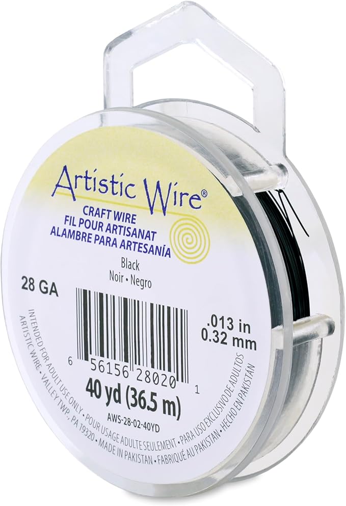 Artistic Wire, 28 Gauge Tarnish Resistant Colored Copper Craft Wire, Black, 40 yd