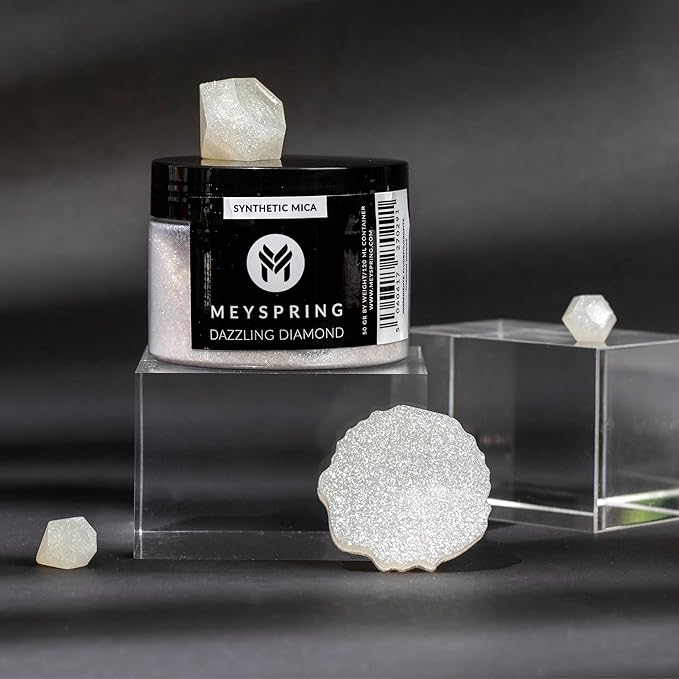 MEYSPRING Dazzling Diamond - White Glitter Mica Powder - Resin Glitter - White Mica Powder for Epoxy Resin - Resin Color - Mica Powder for Lip Gloss - Glitter for Candle Making - Glitter Powder