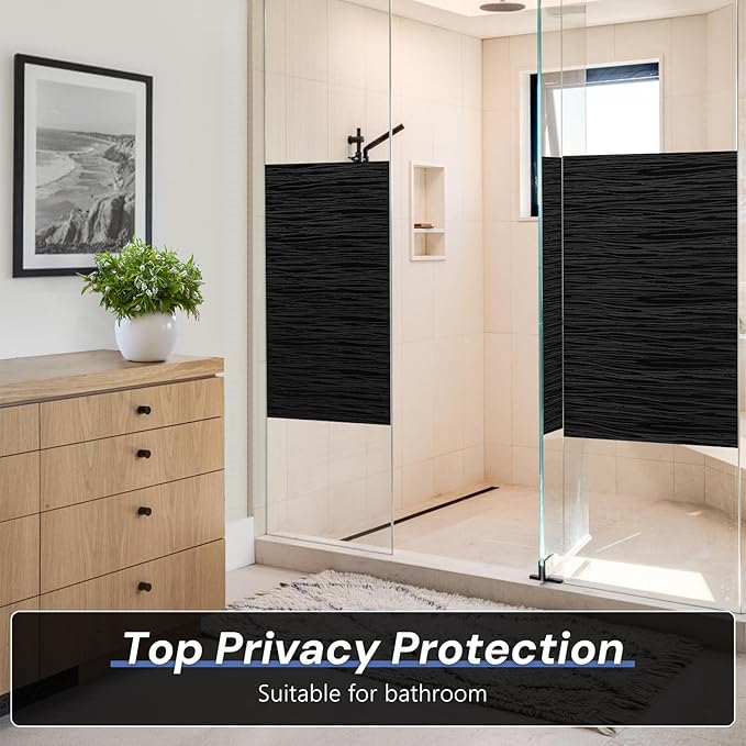 Haton Blackout Window Film, Black Out Sun Blocking Window Cover, Static Cling Frosted Privacy for Glass, Heat Control Darkening Room Coverings Shades Tint for Home Day Sleep, 17.5" x 78.7"