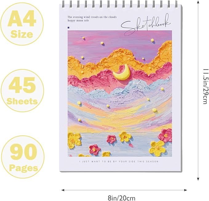 Coloring Books for Teens - Sketch Book Spiral Bound, 45 Sheets (90 Pages) 68lb/100gsm - Cute Sketch Pad for Kids, Adults, Artists, 8 x 11, Cute School Supplies for Girl (Purple)