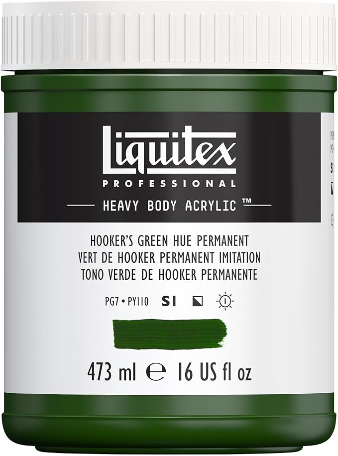 Liquitex Professional Heavy Body Acrylic Paint, 16-oz (473ml) Pot, Hookers Green Hue Permanent